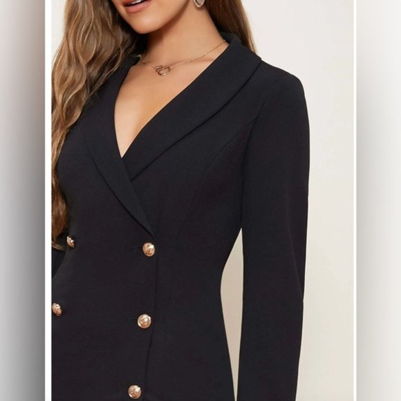 Black Double-breasted Blazer Dress - Picture 3 of 5